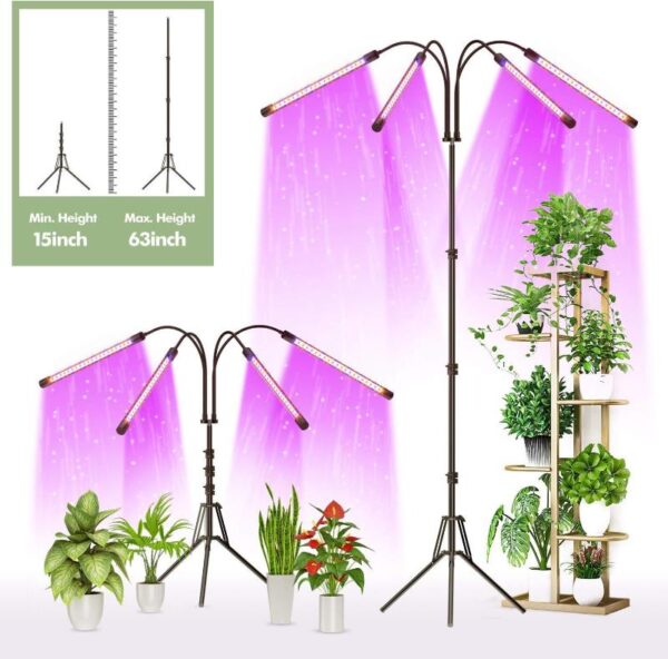 LED Grow Light for Indoor Plants Full Spectrum with Adjustable Tripod Stand & Remote - Image 5