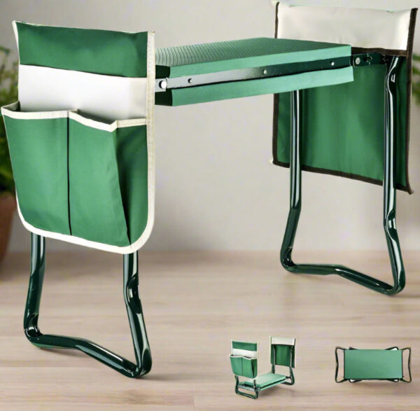 Garden Kneeler & Seat - Foldable Stool with Soft Pad & Tool Pouches