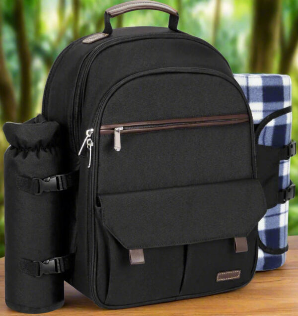 Picnic Backpack for 4 Person | Insulated Waterproof Picnic Basket Set with Tableware, Wine Glasses & Cooler Compartment - Image 11