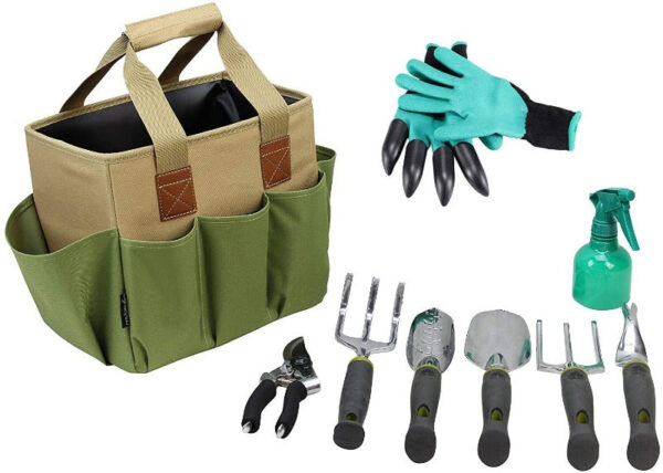 Garden Tools Set With Bucket Organizer