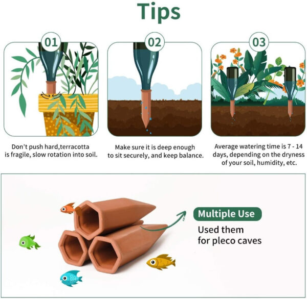 Terracotta Watering Spikes – Self-Watering Stakes for Plants - Auto Irrigation - Image 5