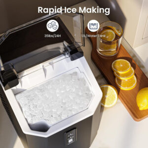 Alternative view of Nugget Ice Maker Countertop with Self-Cleaning, 35lbs/24H, Portable Sonic Ice Machine