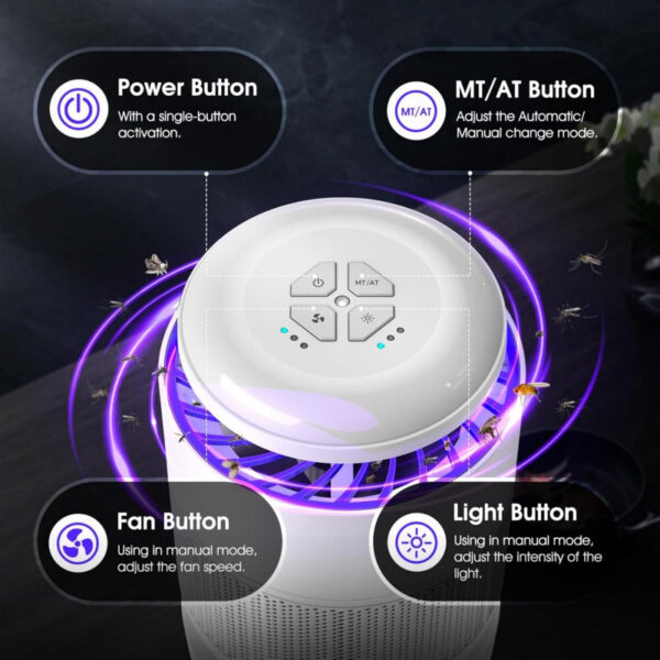 Remote Control Fruit Fly Trap for Indoors - Mosquito Killer Lamp with UV Light & Silent Fan - Image 9