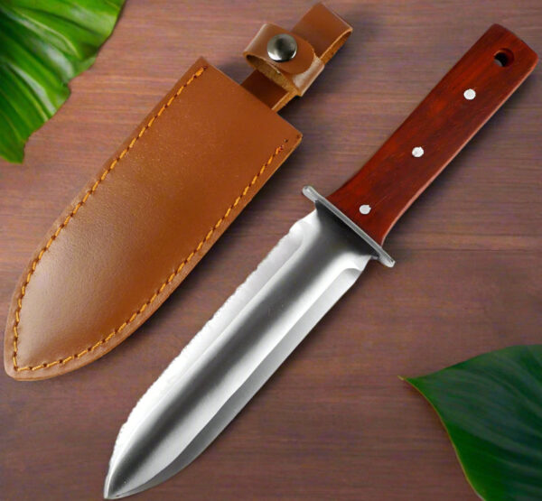 Professional Hori Hori Garden Knife with Leather Sheath - 440 Stainless Steel Blade - Weeding, Digging, Pruning & Cultivating Tool - Image 10
