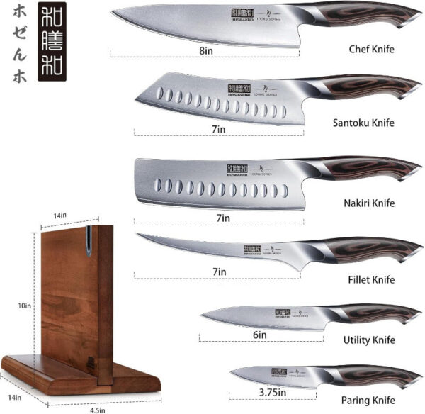 7-Piece Japanese Kitchen Knife Set with Magnetic Block - High Carbon Stainless Steel Ultra Sharp Chef Knives - Image 7