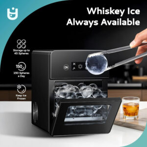 Alternative view of Ice Ball Maker Countertop – 144pcs/Day, 4 Clear Spheres in 40 Mins, Self-Cleaning Ice Maker Machine