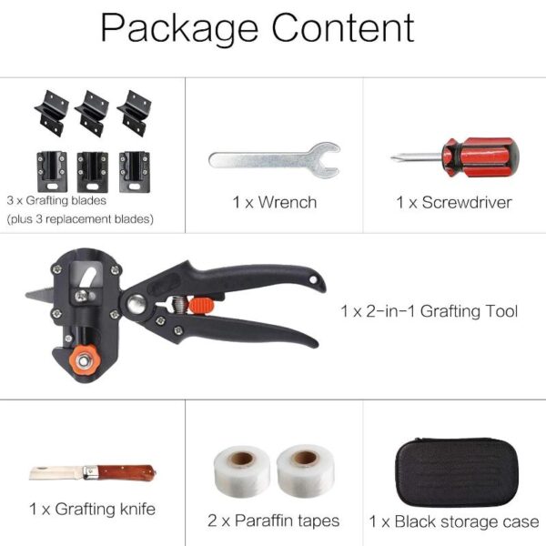 Garden Grafting Tool Kit 2-in-1 Pruning Tools with Grafting Knife, 3 Replaceable Blades, Tapes & Pruning Knife - Image 8