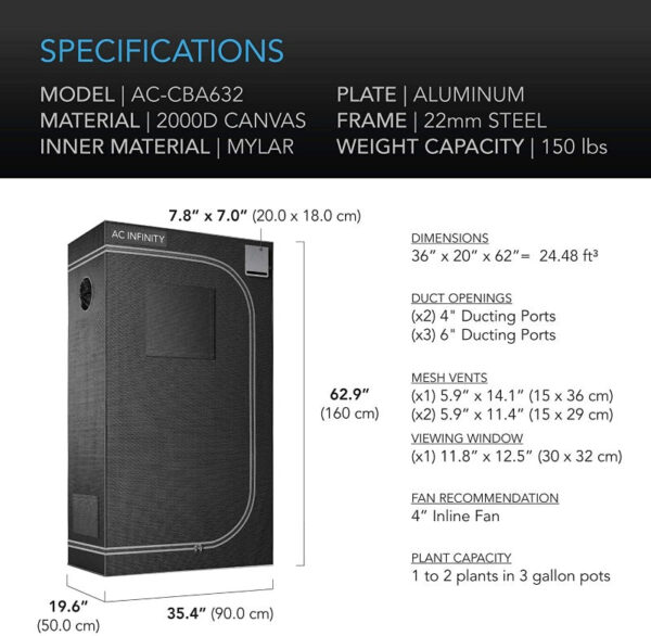 AC INFINITY Hydroponic Grow Tent Cloudlab 632 - Image 6