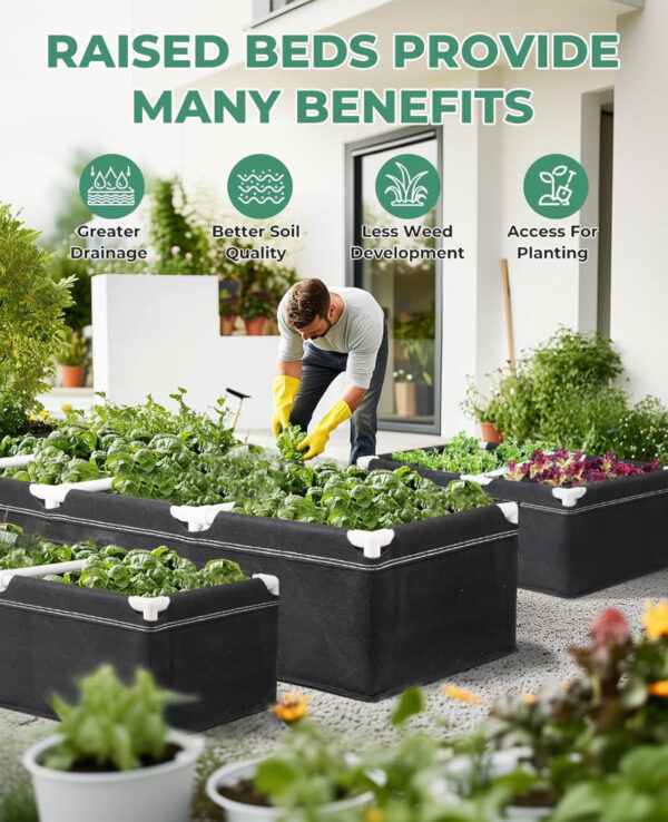 Fabric Raised Garden Beds | Portable Planter Boxes for Vegetables & Flowers - Image 4