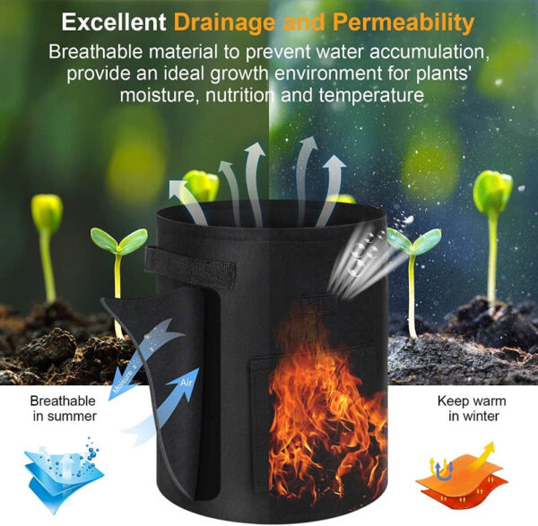 Vegetable Grow Bags Black - Image 2