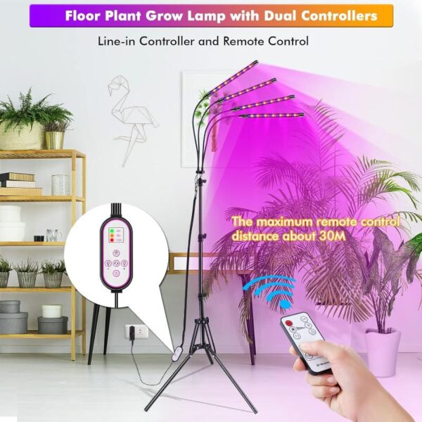 LED Grow Light for Indoor Plants Full Spectrum with Adjustable Tripod Stand & Remote - Image 11