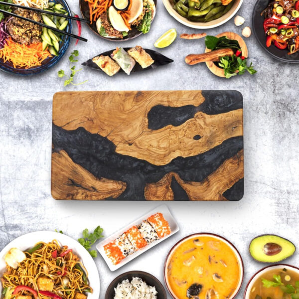 Handmade Olive Wood Resin Cutting Board - Image 5