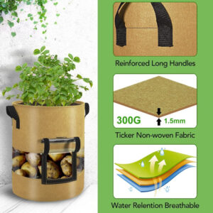 Alternative view of Potato Grow Bags with 360-Degree Visibility Window - Heavy Duty Fabric Pots