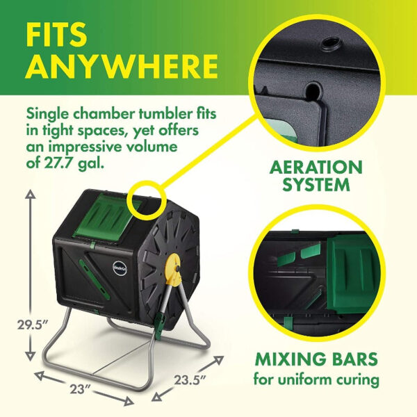 Outdoor Tumbling Composter Bin 43 Gallon | Dual Chamber Rotating Compost Tumbler - Image 11
