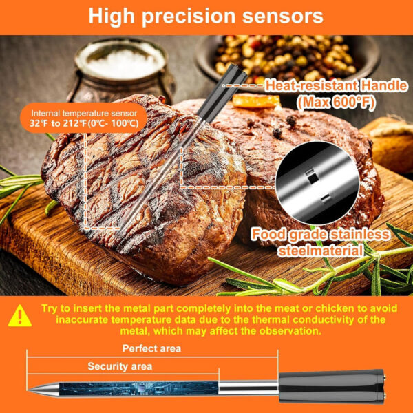 Wireless Meat Thermometer Bluetooth with Ceramic Probe, Heat Resistant With Smart App - Image 6