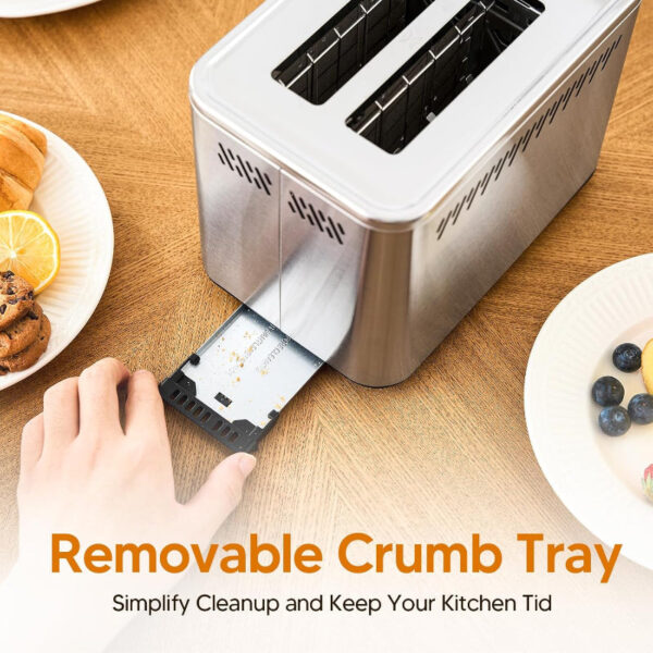 Touch Screen Toaster 2 Slice, Digital Stainless Steel Toaster with Countdown Timer - Image 6