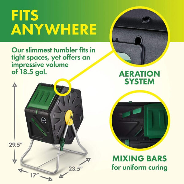 Outdoor Tumbling Composter Bin 43 Gallon | Dual Chamber Rotating Compost Tumbler - Image 9