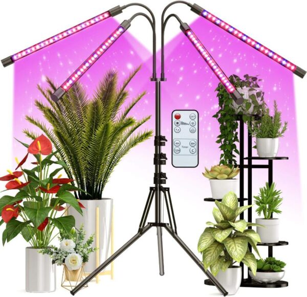 LED Grow Light for Indoor Plants Full Spectrum with Adjustable Tripod Stand & Remote