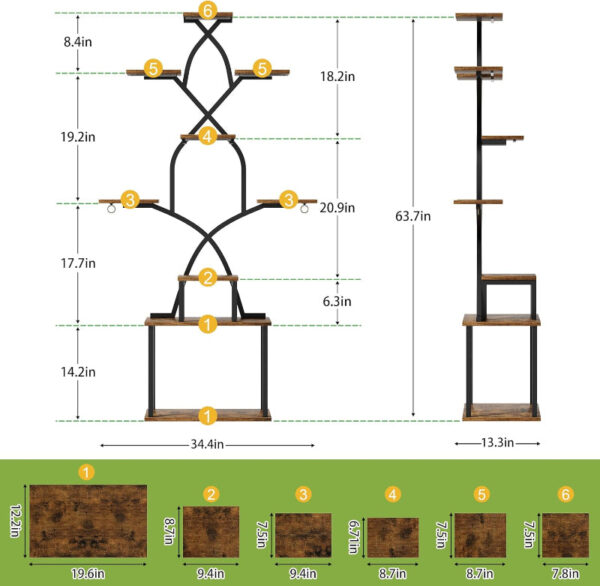 Indoor Plant Stand with Grow Lights, Tall Metal Plant Shelf, Corner Rack For Plants - Image 10