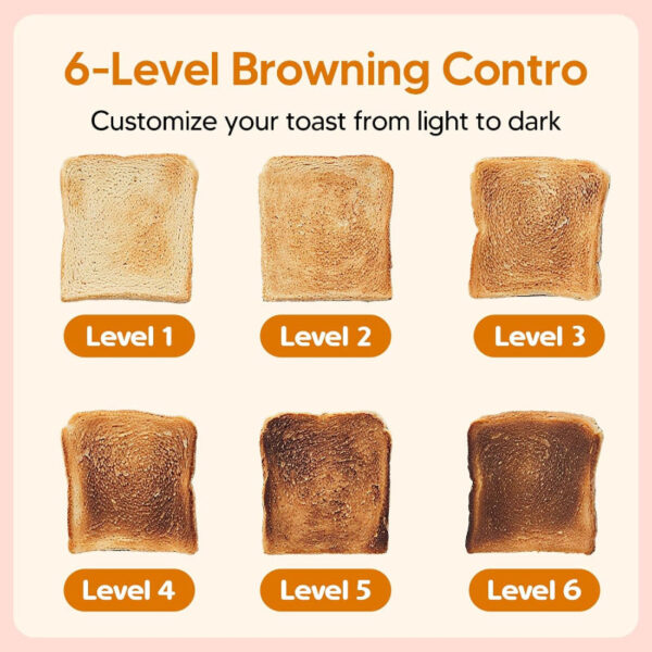 Touch Screen Toaster 2 Slice, Digital Stainless Steel Toaster with Countdown Timer - Image 5