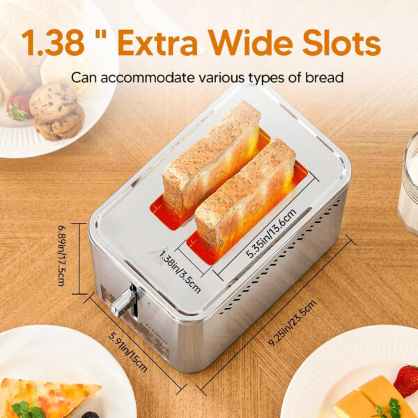 Touch Screen Toaster 2 Slice, Digital Stainless Steel Toaster with Countdown Timer - Image 8