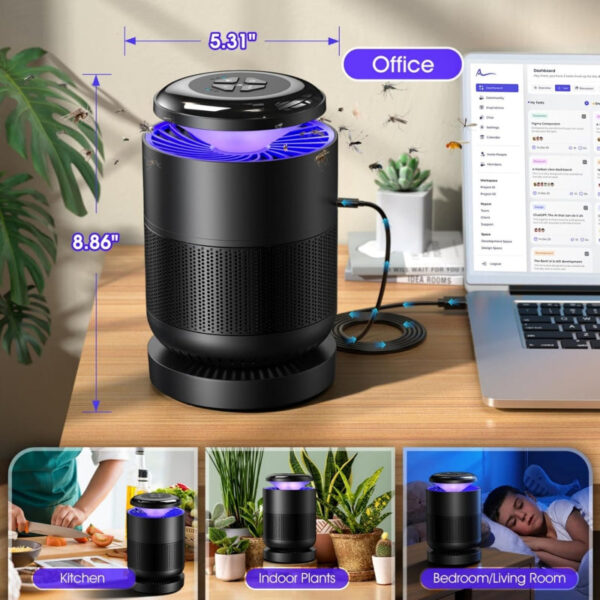 Remote Control Fruit Fly Trap for Indoors - Mosquito Killer Lamp with UV Light & Silent Fan - Image 7