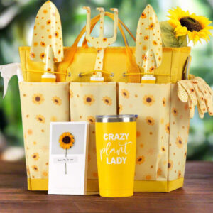 Gardening Gifts for Women – Heavy Duty Garden Tool Set with Floral Tool Bag & Tumbler