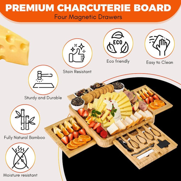 Premium Bamboo Cheese Board Set - Image 5