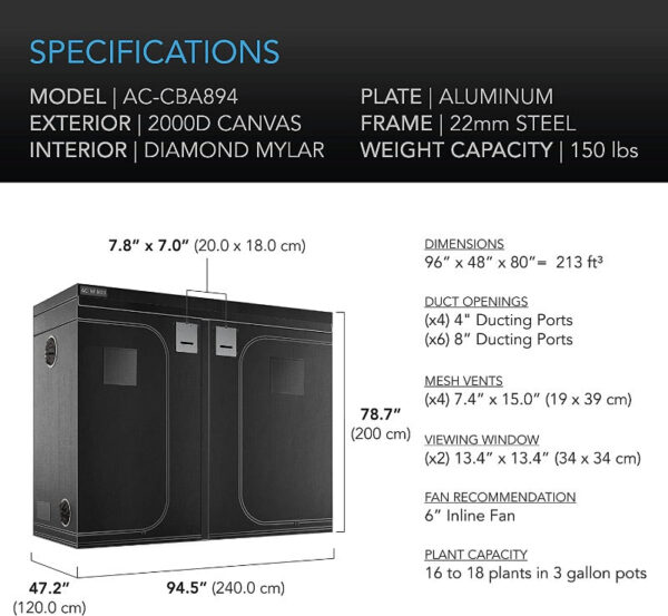 AC INFINITY Cloudlab Hydroponic Grow Tent 866 - Image 10