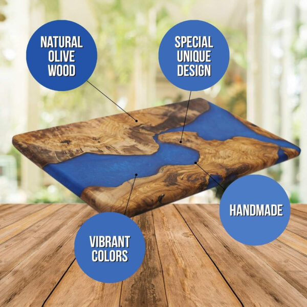 Handmade Olive Wood Resin Cutting Board - Image 3
