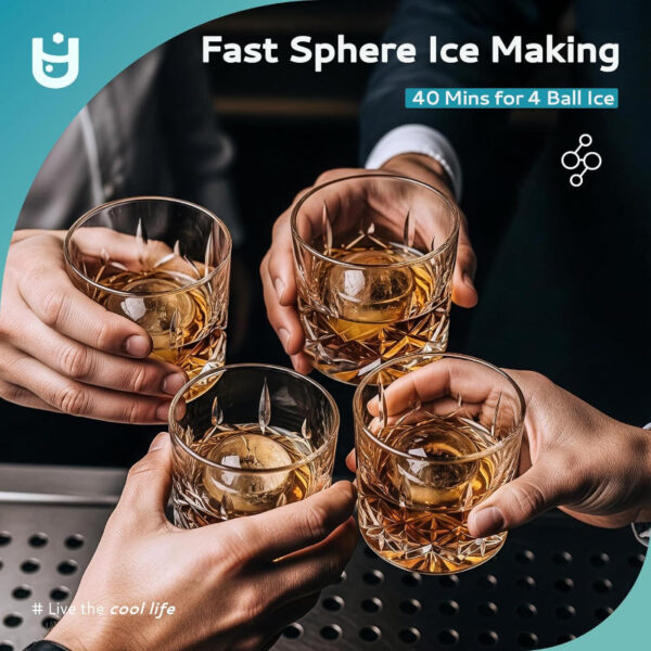 Ice Ball Maker Countertop – 144pcs/Day, 4 Clear Spheres in 40 Mins, Self-Cleaning Ice Maker Machine - Image 6
