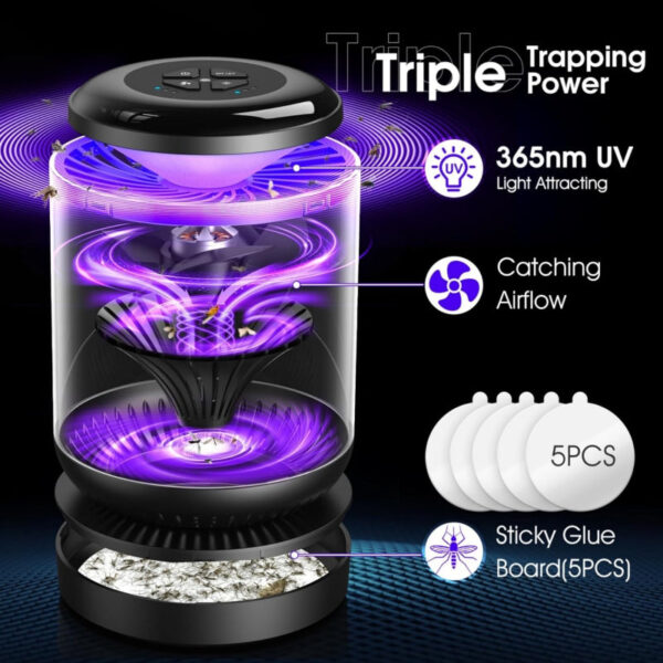 Remote Control Fruit Fly Trap for Indoors - Mosquito Killer Lamp with UV Light & Silent Fan - Image 3