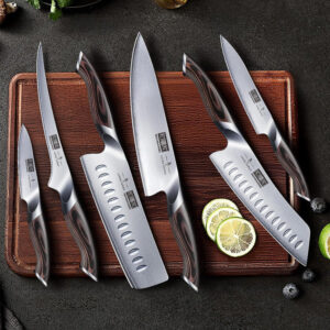 Alternative view of 7-Piece Japanese Kitchen Knife Set with Magnetic Block - High Carbon Stainless Steel Ultra Sharp Chef Knives