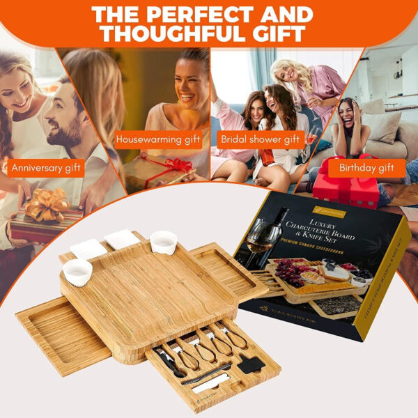 Premium Bamboo Cheese Board Set - Image 3