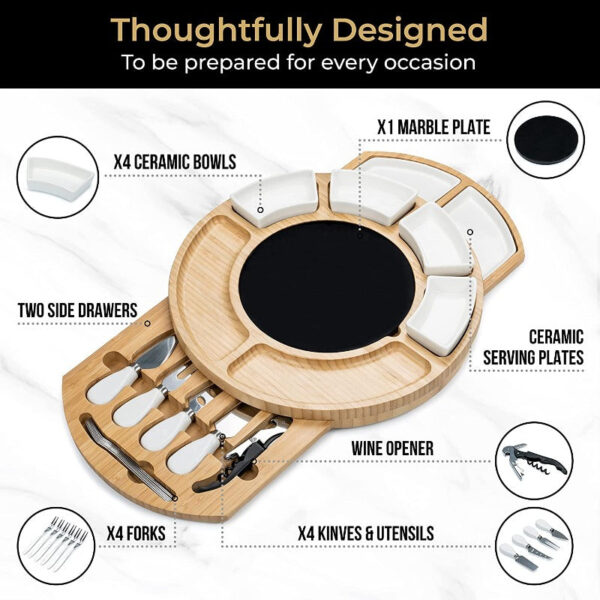 Premium Bamboo Cheese Board Set - Image 10