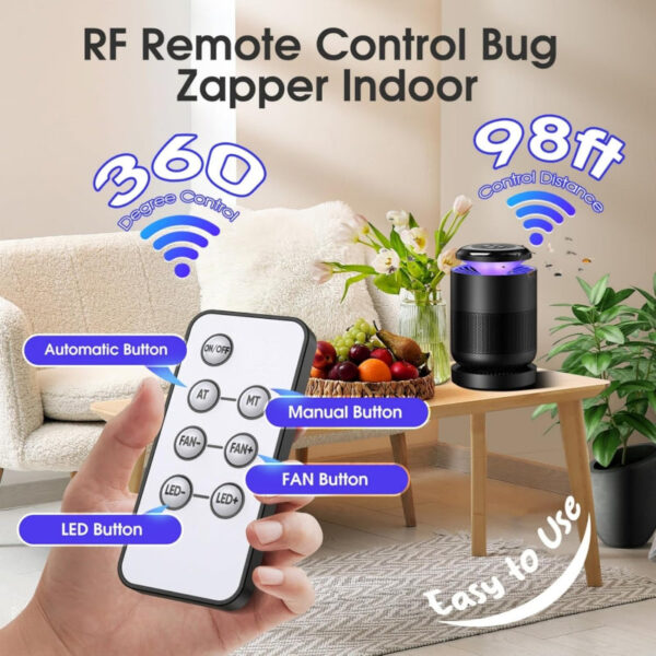 Remote Control Fruit Fly Trap for Indoors - Mosquito Killer Lamp with UV Light & Silent Fan - Image 6