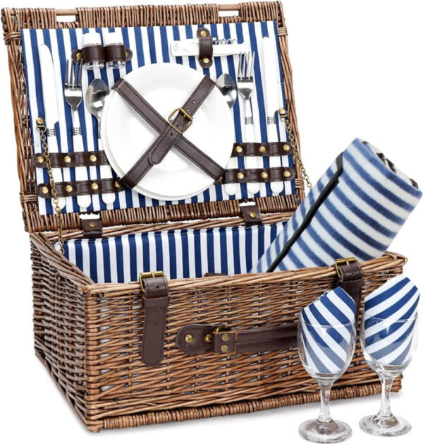 Picnic Backpack for 4 Person | Insulated Waterproof Picnic Basket Set with Tableware, Wine Glasses & Cooler Compartment - Image 21