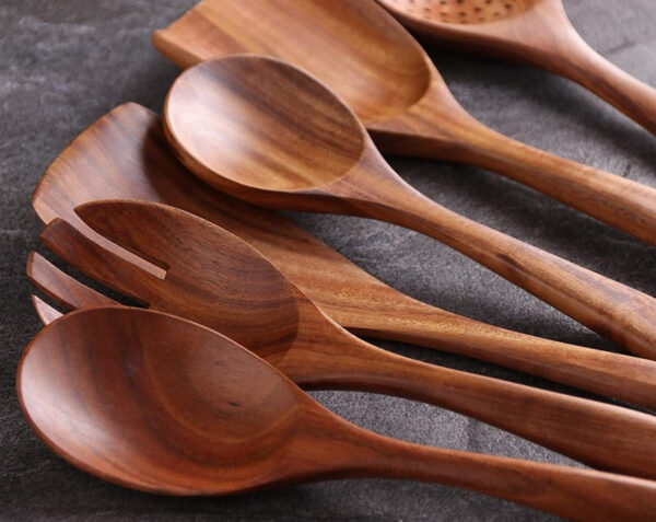Kitchen Utensils Set Natural Wood - Image 5