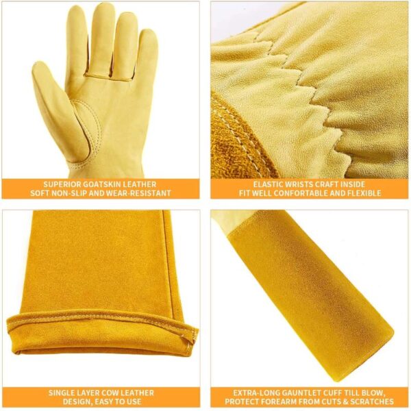Rose Pruning Gloves - Long Leather Gauntlet - Image 3