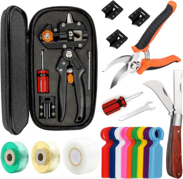 Garden Grafting Tool Kit 2-in-1 Pruning Tools with Grafting Knife, 3 Replaceable Blades, Tapes & Pruning Knife - Image 15