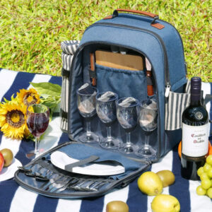 Alternative view of Picnic Backpack for 4 Person | Insulated Waterproof Picnic Basket Set with Tableware, Wine Glasses & Cooler Compartment