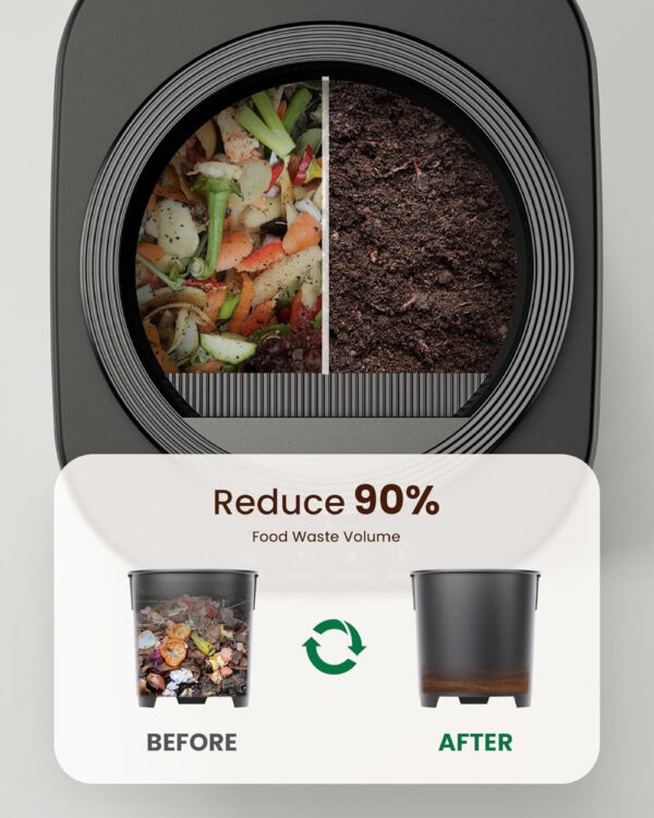 Electric Composter for Kitchen – 4L Countertop Smart Food Waste Bin, Odorless Indoor Compost Maker - Image 4