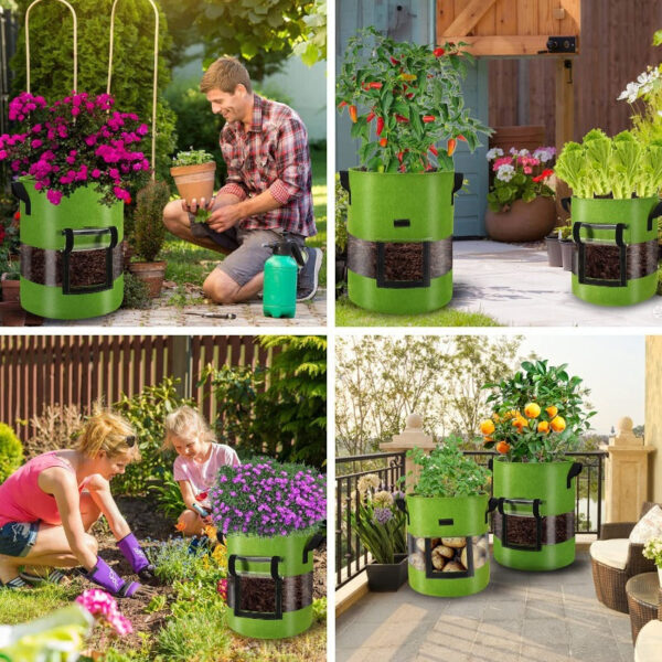 Potato Grow Bags with 360-Degree Visibility Window - Heavy Duty Fabric Pots - Image 8