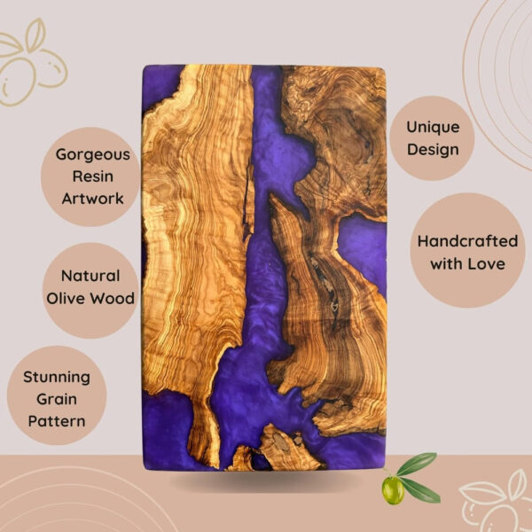 Handmade Olive Wood Resin Cutting Board - Image 7