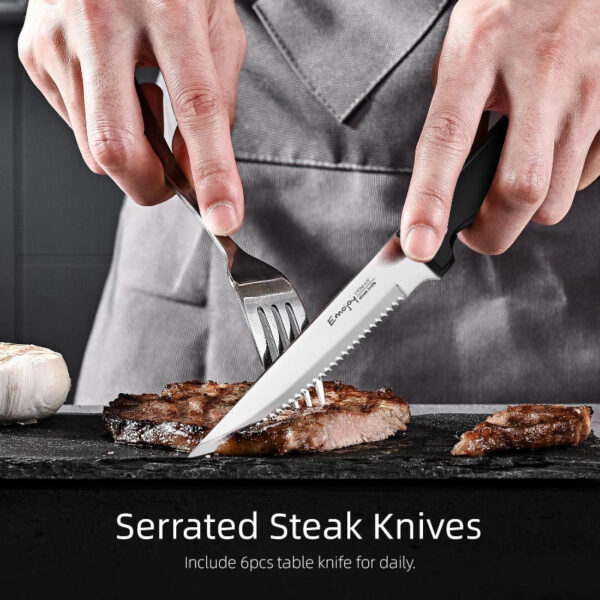 18-Piece Kitchen Knife Set with Block - Stainless Steel Knives & Sharpener - Image 4