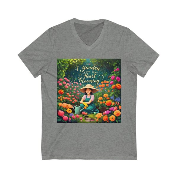 Garden Quote Unisex V-Neck Tee | Bella+Canvas 3005 | Lightweight Cotton T-Shirt | 'I Garden to Keep My Heart Blooming - Image 4