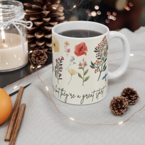 Plant Lover Design Mug 11oz | White Ceramic | 'Plants & Problems' Inscription | Lead & BPA-Free | Perfect for Coffee & Tea