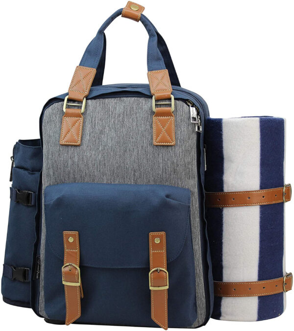Picnic Backpack for 4 Person | Insulated Waterproof Picnic Basket Set with Tableware, Wine Glasses & Cooler Compartment - Image 16