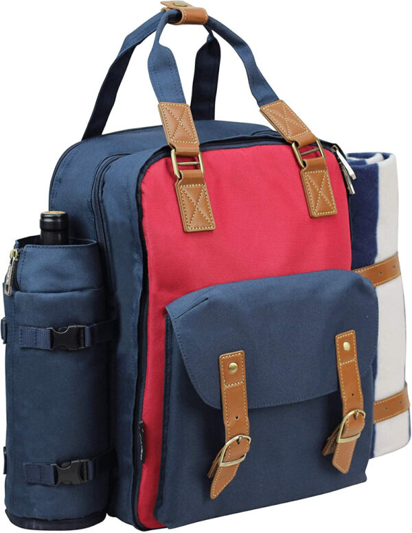 Picnic Backpack for 4 Person | Insulated Waterproof Picnic Basket Set with Tableware, Wine Glasses & Cooler Compartment - Image 14
