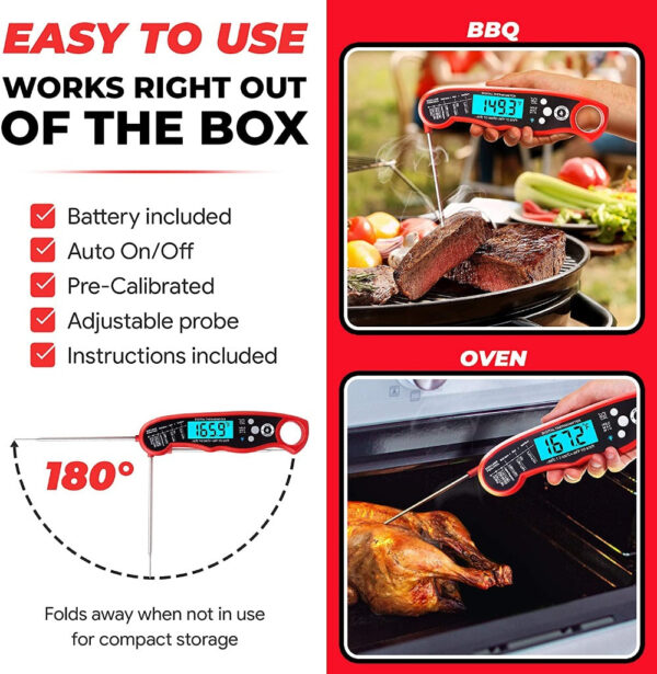 Meat Thermometer Digital - Instant Read Food Thermometer for Cooking & Grilling - Image 3